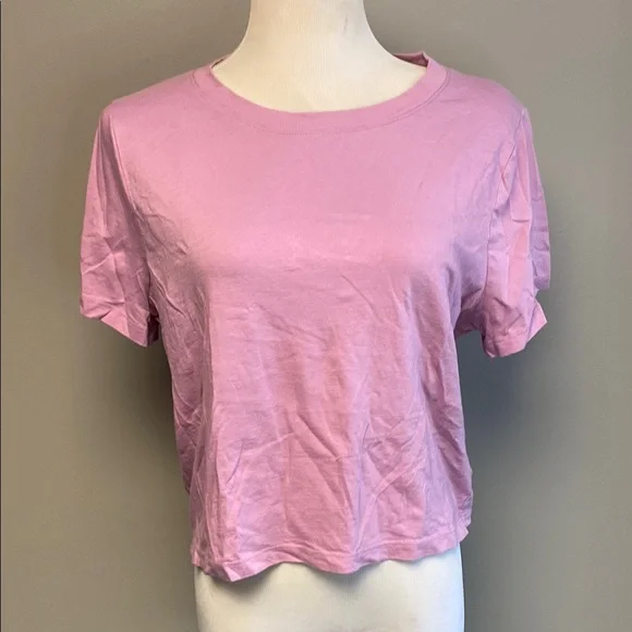 Madewell Pink Crop Relaxed Tee - Picture 3 of 5